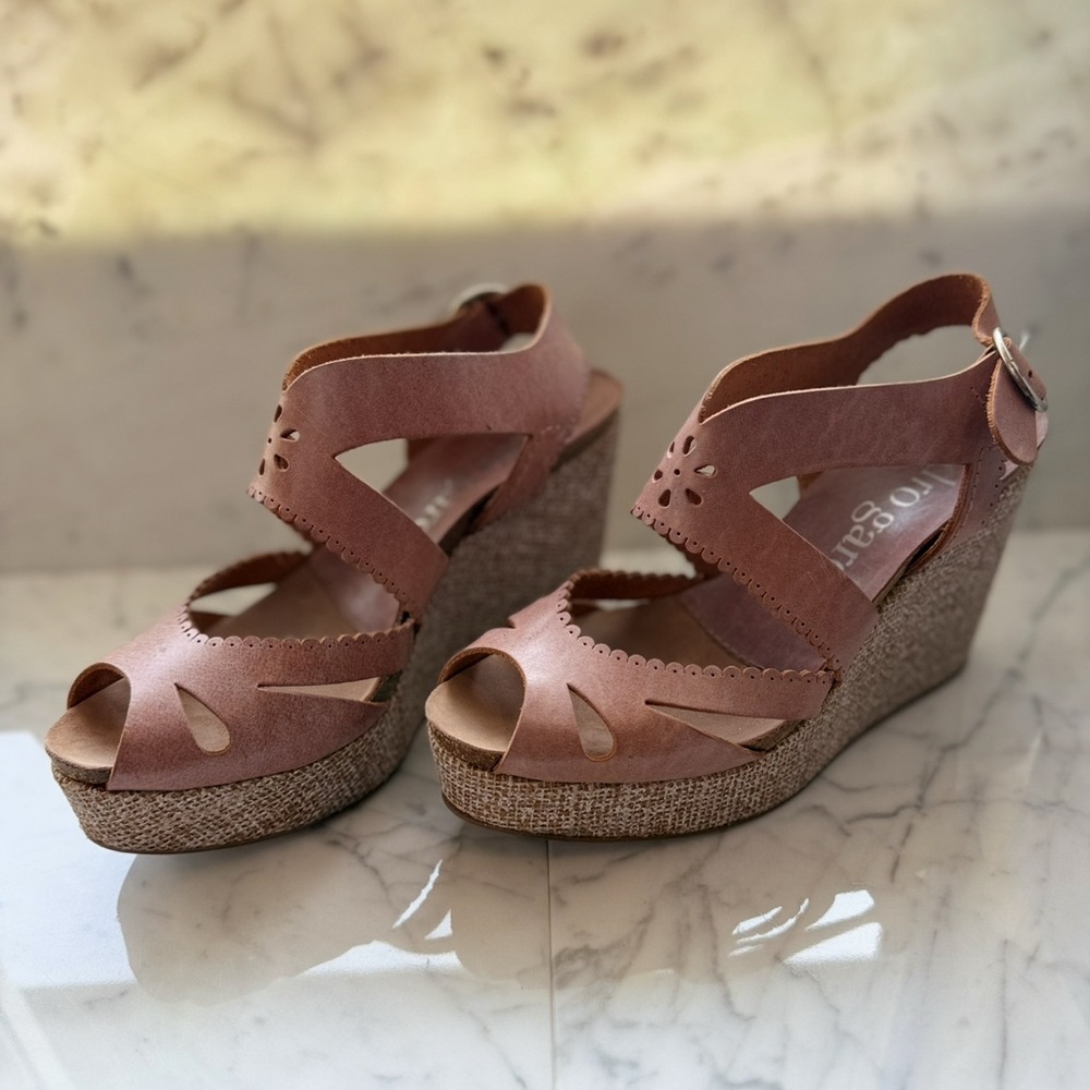 Pedro Garcia Blush Pink Wedge Heels